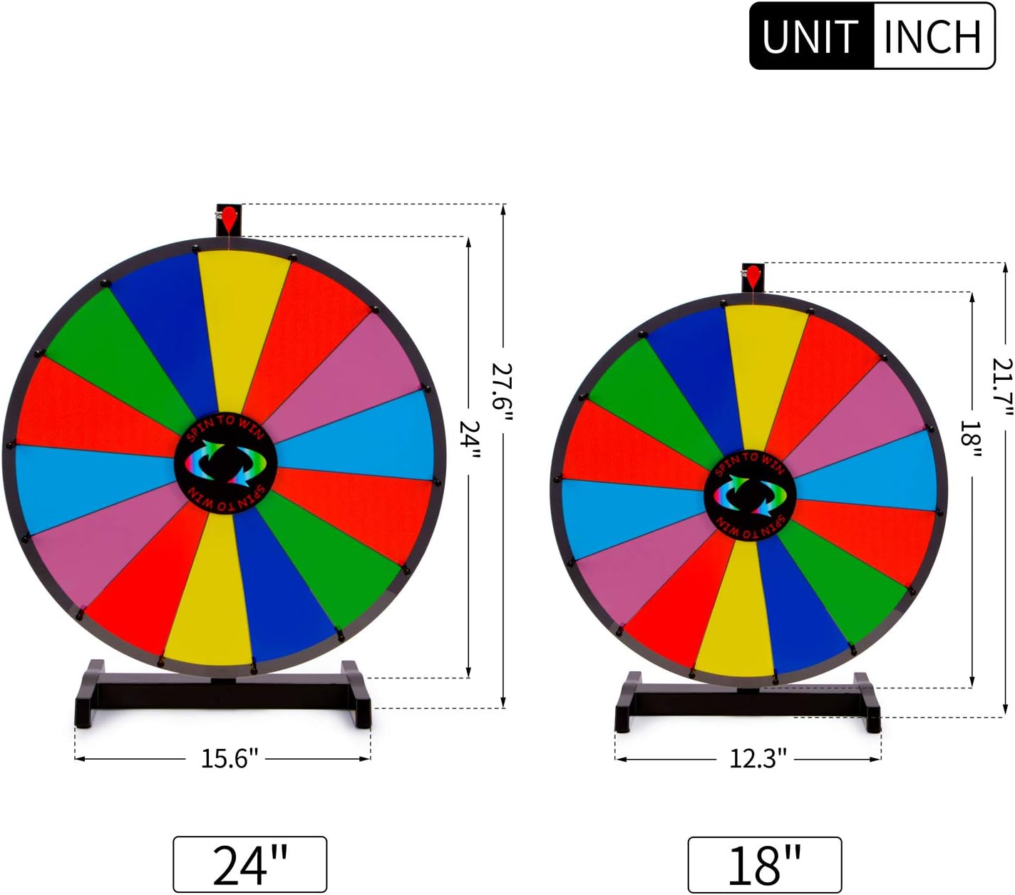 24 Inch Heavy Duty Spinning Prize Wheel - 14 Slots Color Tabletop Roulette Wheel of Fortune - Spin the Wheel with Dry Erase Marker and Eraser Win - Spinner Wheel Game for Carnival and Trade Show