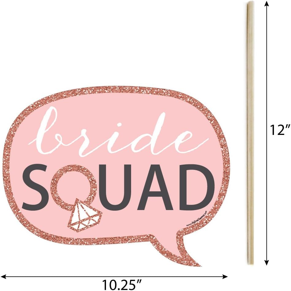 Big Dot of Happiness Funny Bride Squad - Rose Gold Bridal Shower or Bachelorette Party Photo Booth Props Kit - 10 Piece