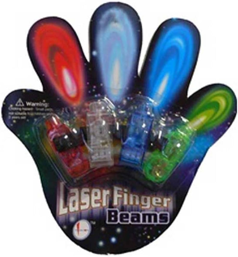 120 Packs Wholesale (480 Rings) FingerBeams LED Finger Ring Lights, 4 Color Flashlights Per Card, Stocking Stuffers, Rave, Night Club, Parties, Concerts, Safety at Night, Halloween