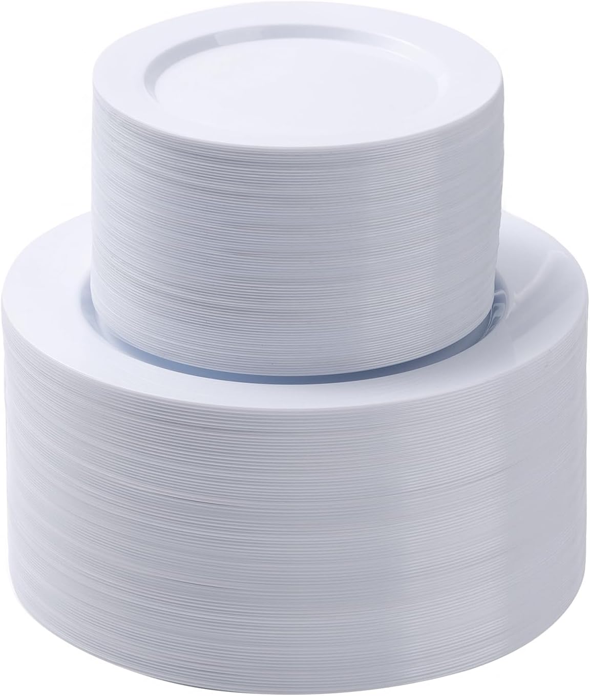 200PCS White Plastic Plates Set, 100 10.25 inch Dinner Plate and 100 7.5 inch Dessert Plates, Premium Disposable Plates for Party, Wedding
