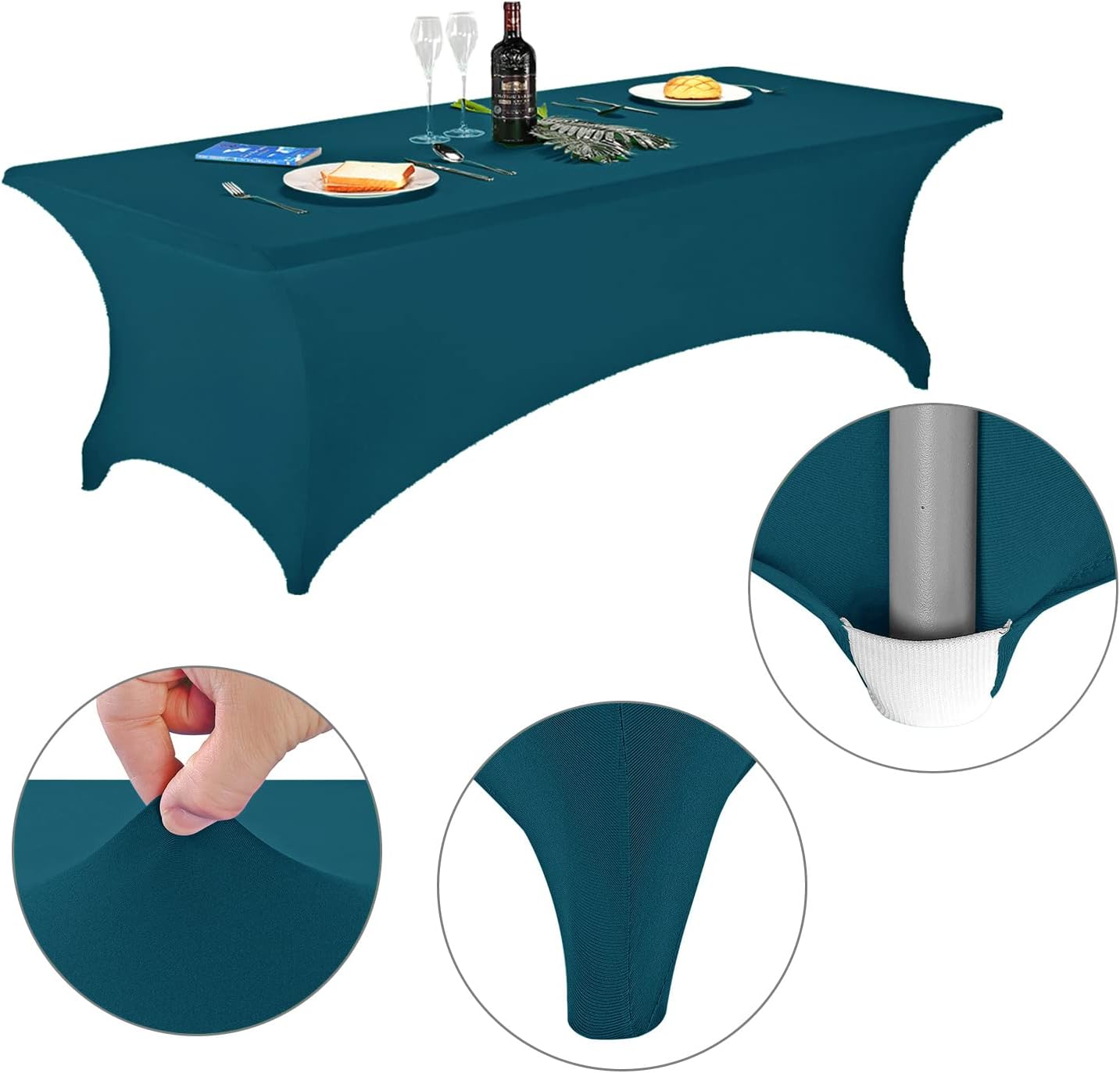 LZY Spandex Fitted Stretch Table Cover for 6 ft or 4ft or 8ft Folding Table, Rectangular Cocktail Tablecloth, Perfect for Party or Banquet