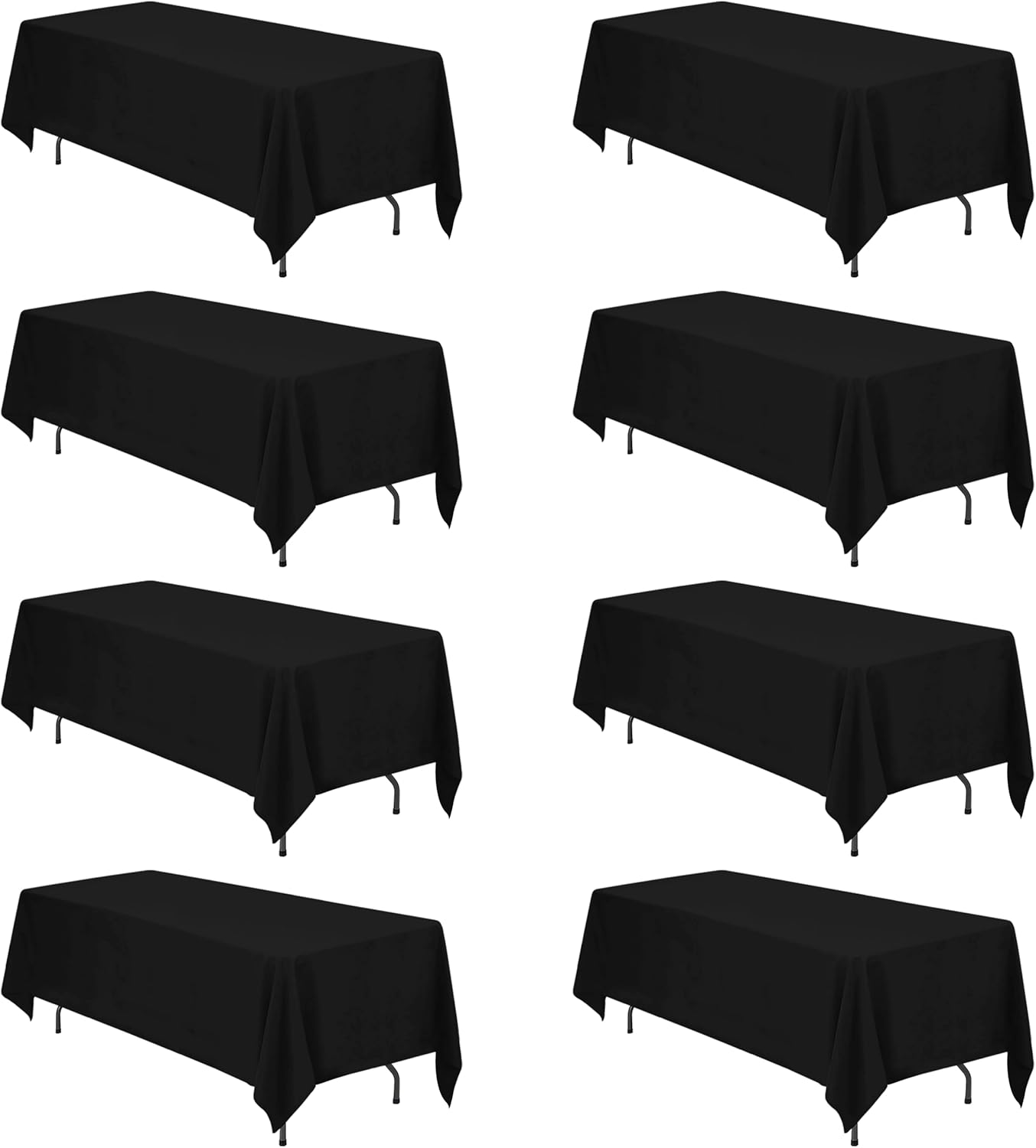 BRILLMAX 8 Pack Black Tablecloths 70 x 120 Inch for 6ft or 8ft Rectangle Tables - Rectangular Bulk Linen Polyester Fabric Washable Cloth Cover for Wedding Reception Banquet Birthday Party