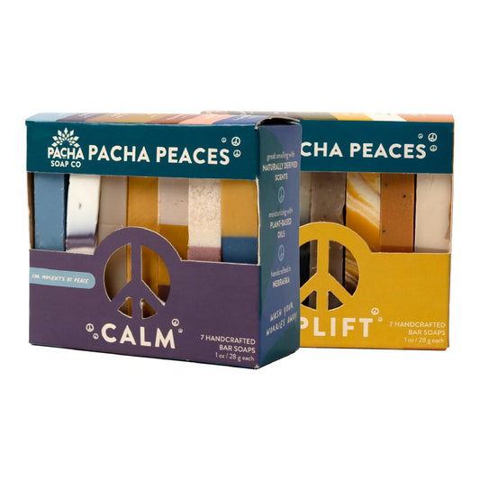 Pacha Soap Co. Handcrafted Bar Soap - Pacha Peaces Uplift & Calm Bundle with Premium Soothing Essential Oils, Natural Bar Soap for Body, Face & Hands, Made in USA for Women and Men, 2-Pack (4 oz ea)