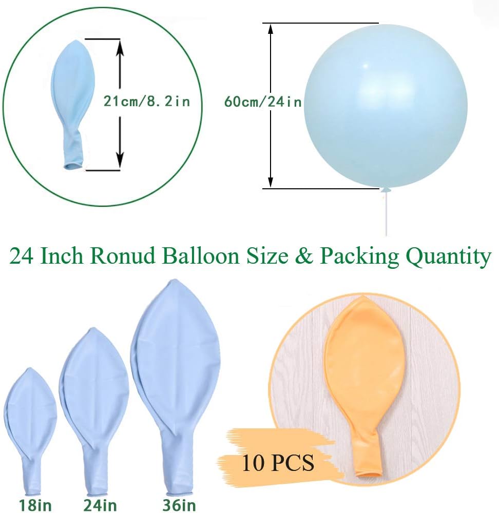 24 Inch Latex Round Balloons 10 Pack Macaron Orange Thick Big Balloons for Photo Shoot Wedding Baby Shower Birthday Party Decorations by IN-JOOYAA