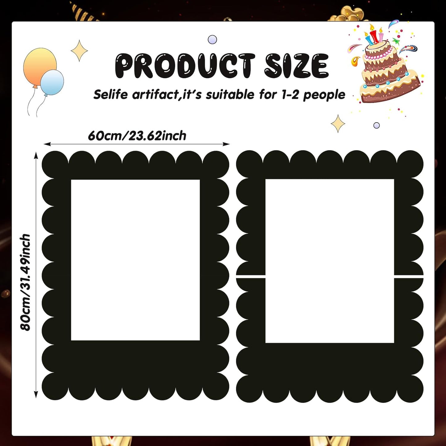 32 x 24 Inch Photo Booth Selfie Frame Prop Booth for Birthday Event Parties Large Blank DIY Cutout Props for Funny Decoration Christmas, Holiday Supplies