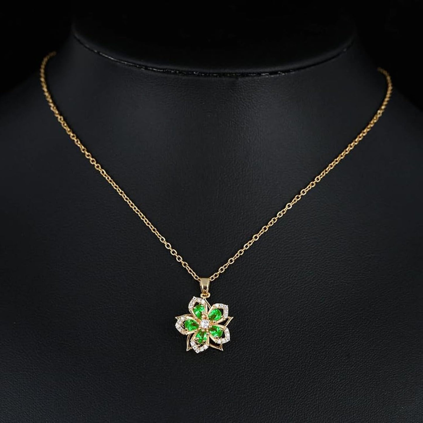 Necklace for Women Gold Flower Fidget Necklace Rotatable Crystal Silver Blossom Pendant Necklaces Adjustable Spinning Fidget Necklaces Redbud Flower Choker Funny Gift Jewelry