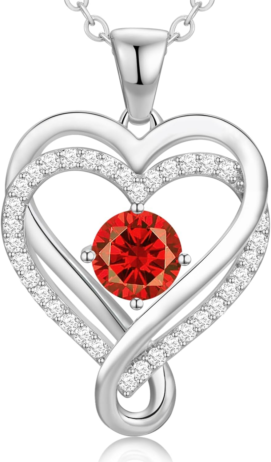 18K Rose Gold Infinity Love Heart Birthstone Necklace for Women Wife, Anniversary for Women Wife Birthday Gift for Her Girlfriend Mom Daughters, I Love You Women's Jewelry S925 Sterling Silver