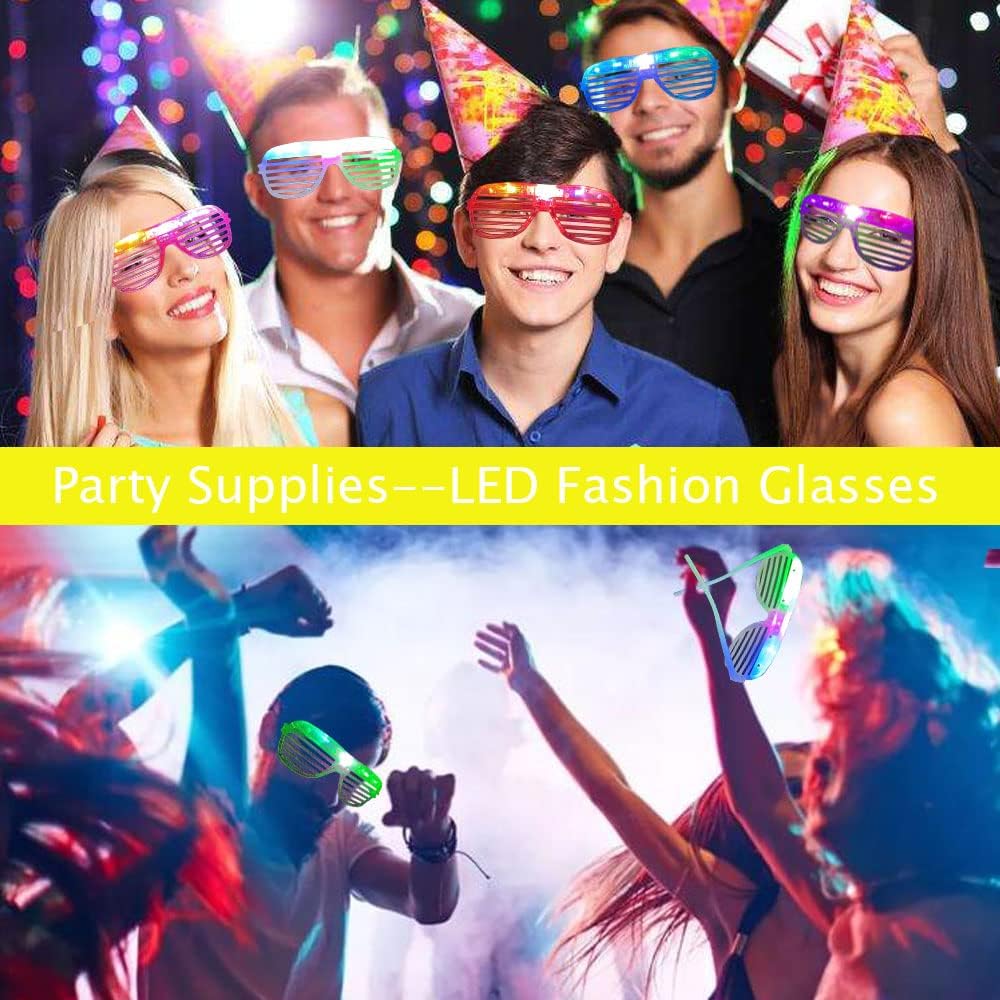 60 Pcs Glow In The Dark Glasses, 6 Colors LED Glasses Bulk Party Supplies for Kids and Adults, Glow Neon Party Favors Toys for Carnival Halloween Christmas Birthday Wedding
