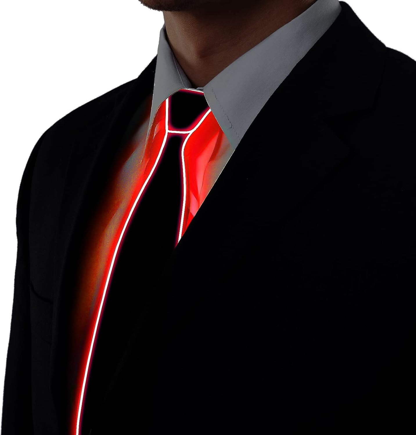 Ainiv Light Up Neckties Bowties Suspenders LED Party Supplies Glow in the Dark Adjustable for Women and Men Parties