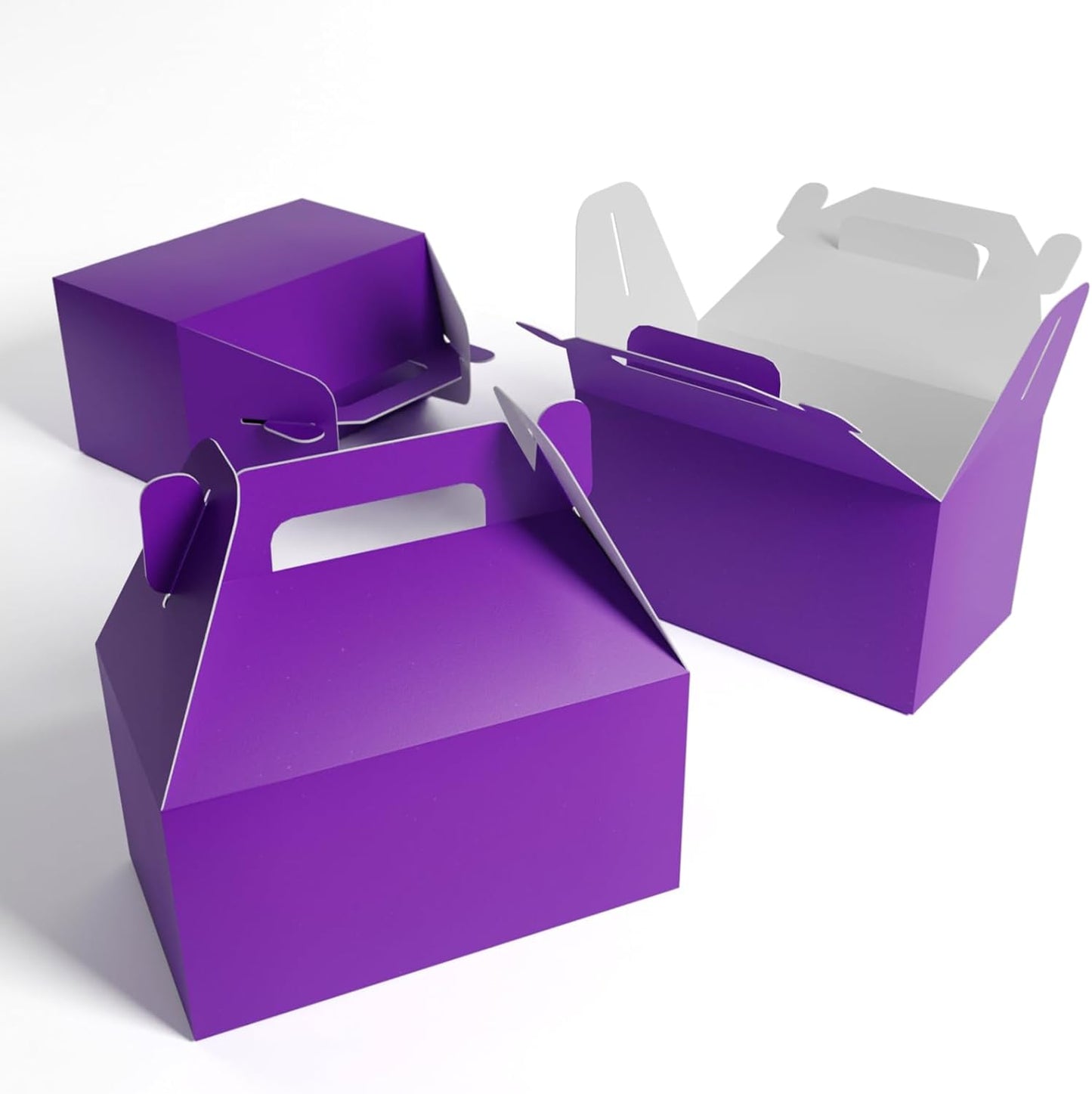 XAGLVV 24 Pack Dark Purple Gable Boxes with Handles 6.2x3.5x3.5 Inch Paper Party Favor Gift Box forElegant Events Bridal Showers Graduation Parties Mystery Themes