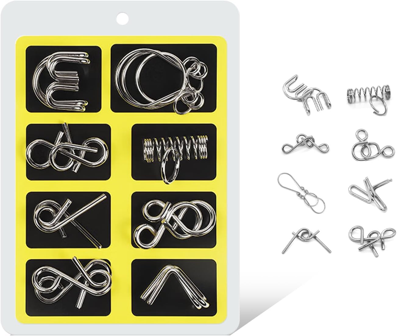 Metal Brain Teaser Puzzles Ring Educational Toys, Steel IQ Games Physics Mind Metal Puzzles for Adults, Unlock Interlock Game, Brain Teaser Puzzle for Party Favor Kids (A)