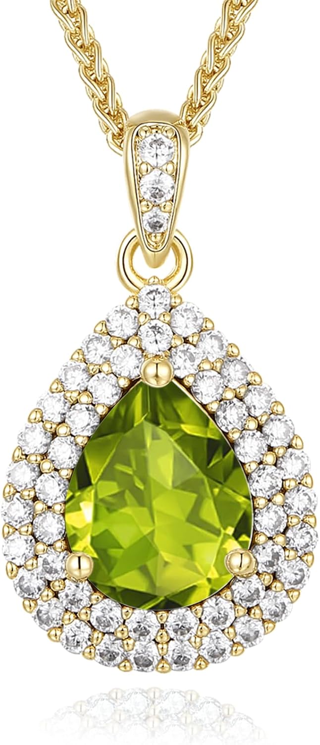 Gold Necklace for Women-Teardrop Birthstone Pendant-18K Gold Plated Chain with Light-Up Gift Box, Jewelry for Women,Anniversary Birthday Gifts for Her Wife Girlfriend Mom,Womens Jewelry