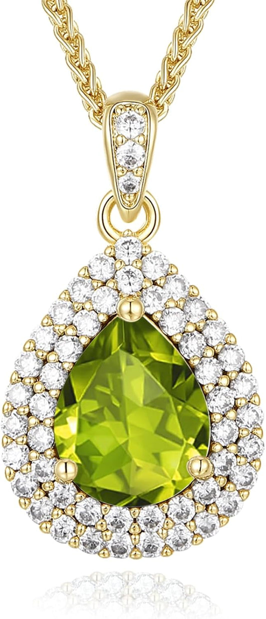 Gold Necklace for Women-Teardrop Birthstone Pendant-18K Gold Plated Chain with Light-Up Gift Box, Jewelry for Women,Anniversary Birthday Gifts for Her Wife Girlfriend Mom,Womens Jewelry