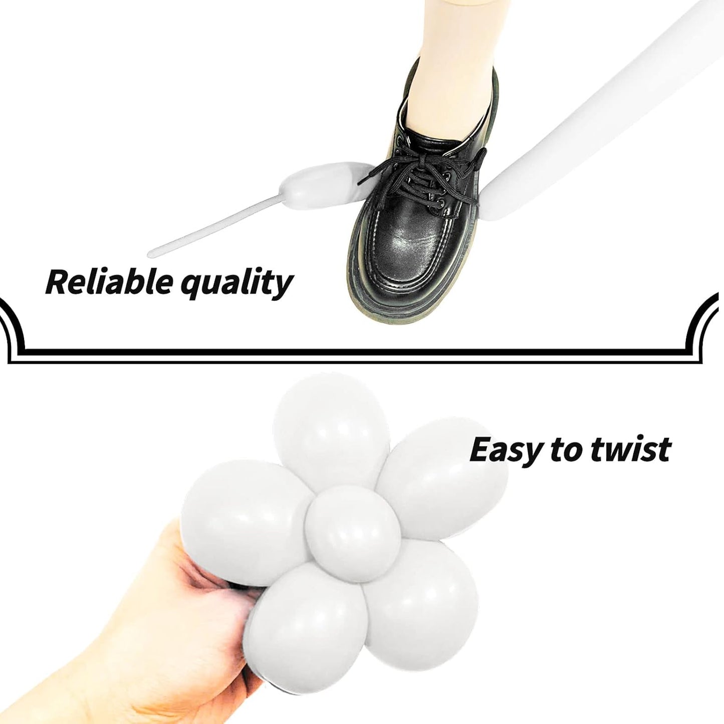 260 Balloons, Thickening Long Balloons for Tying Balloon Arch, Twisting Latex Animals Magic Modeling Skinny Birthday Balloons for Kid‘s Party Wedding Decoartion 100pcs （White）