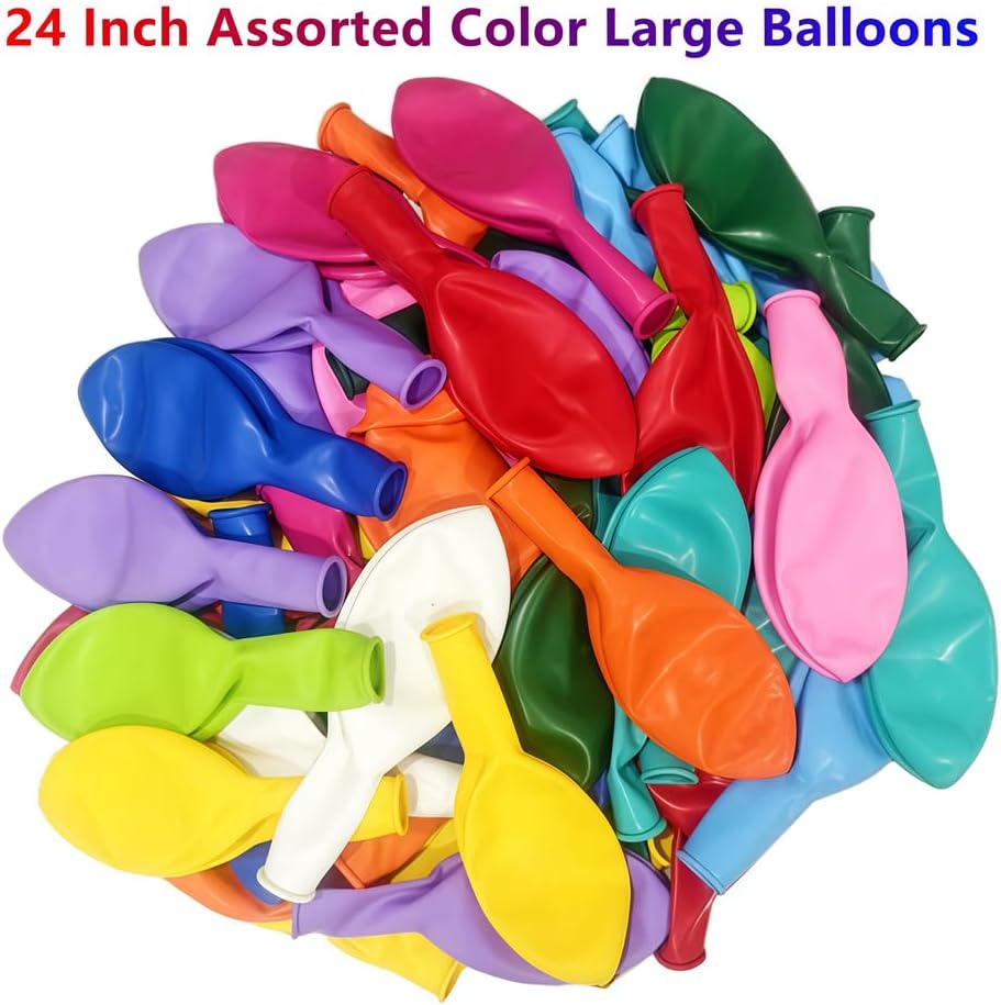 36 Pack 24 Inch Balloons Large Assorted Color Rainbow Latex Big Balloon 12 Kinds Colorful for Birthday Wedding Baby Shower Anniversaries Store Party Decorations
