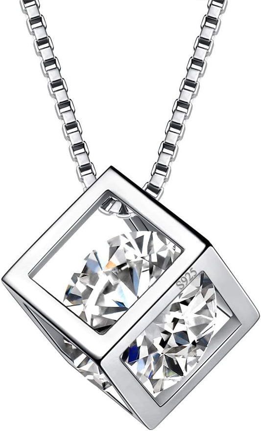 Aurora Tears Birthstone Necklace/Earring 925 Sterling Silver Women Cross/3D Cube/Cresent Moon Birth Stone Jewelry Mens Birthday Gift Anniversary Present