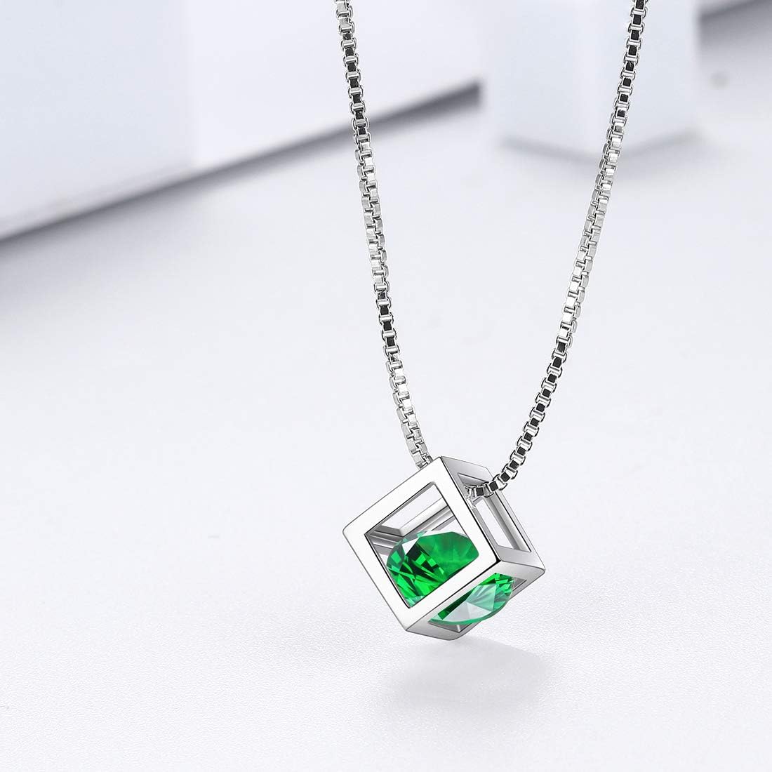 Aurora Tears Birthstone Necklace/Earring 925 Sterling Silver Women Cross/3D Cube/Cresent Moon Birth Stone Jewelry Mens Birthday Gift Anniversary Present