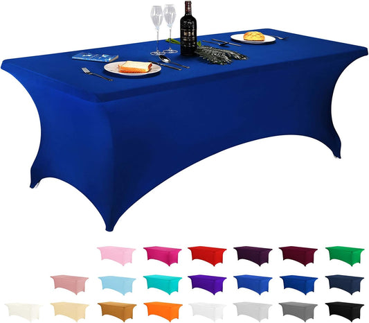 LZY Spandex Fitted Stretch Table Cover for 6 ft or 4ft or 8ft Folding Table, Rectangular Cocktail Tablecloth, Perfect for Party or Banquet