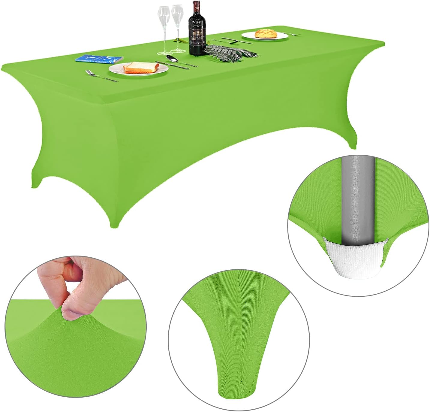 LZY Spandex Fitted Stretch Table Cover for 6 ft or 4ft or 8ft Folding Table, Rectangular Cocktail Tablecloth, Perfect for Party or Banquet
