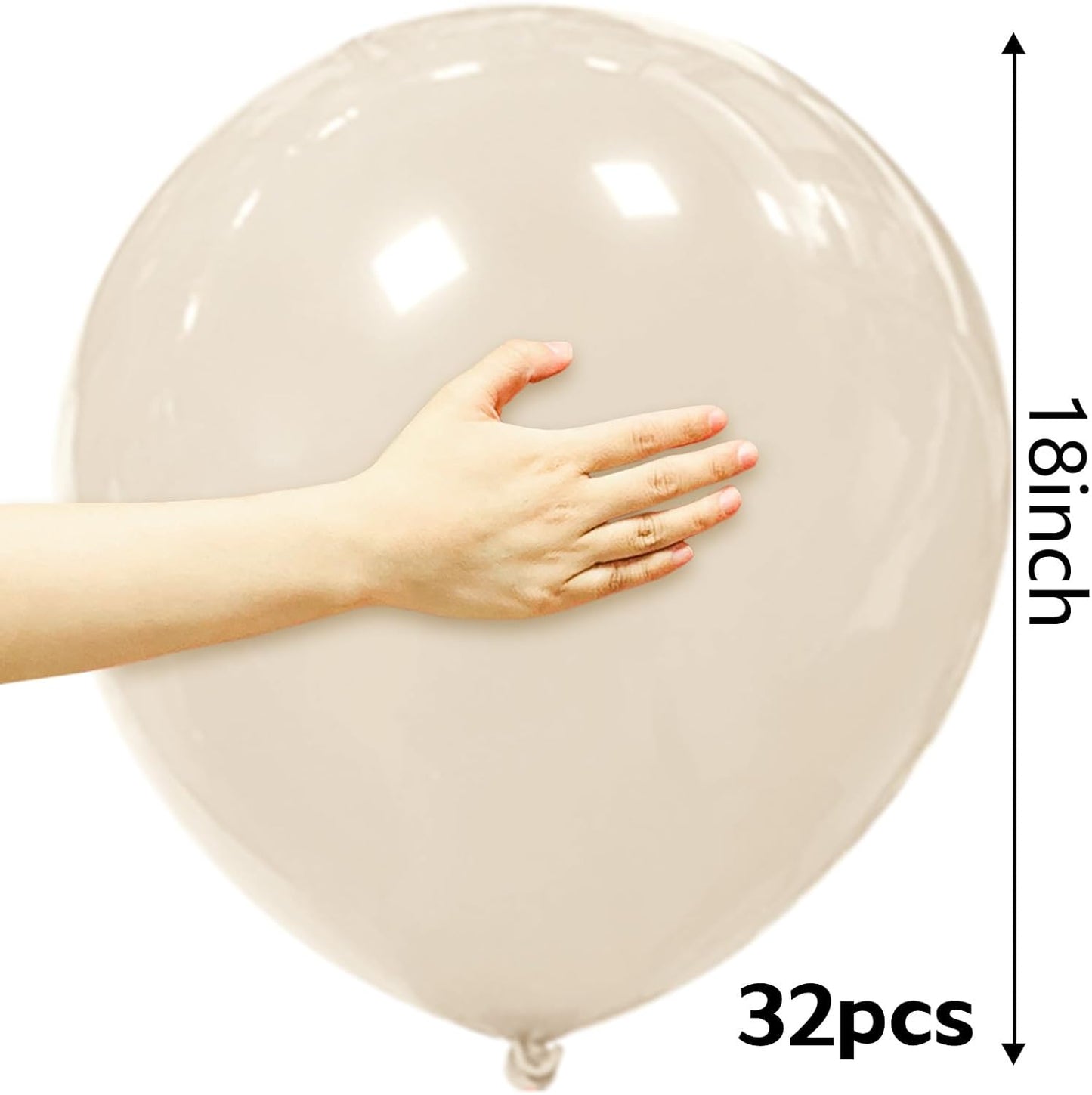 32Pcs Sand White Big Balloons 18 Inch, Round Large Latex Party Balloons for Birthday Wedding Decorations.(Sand White)