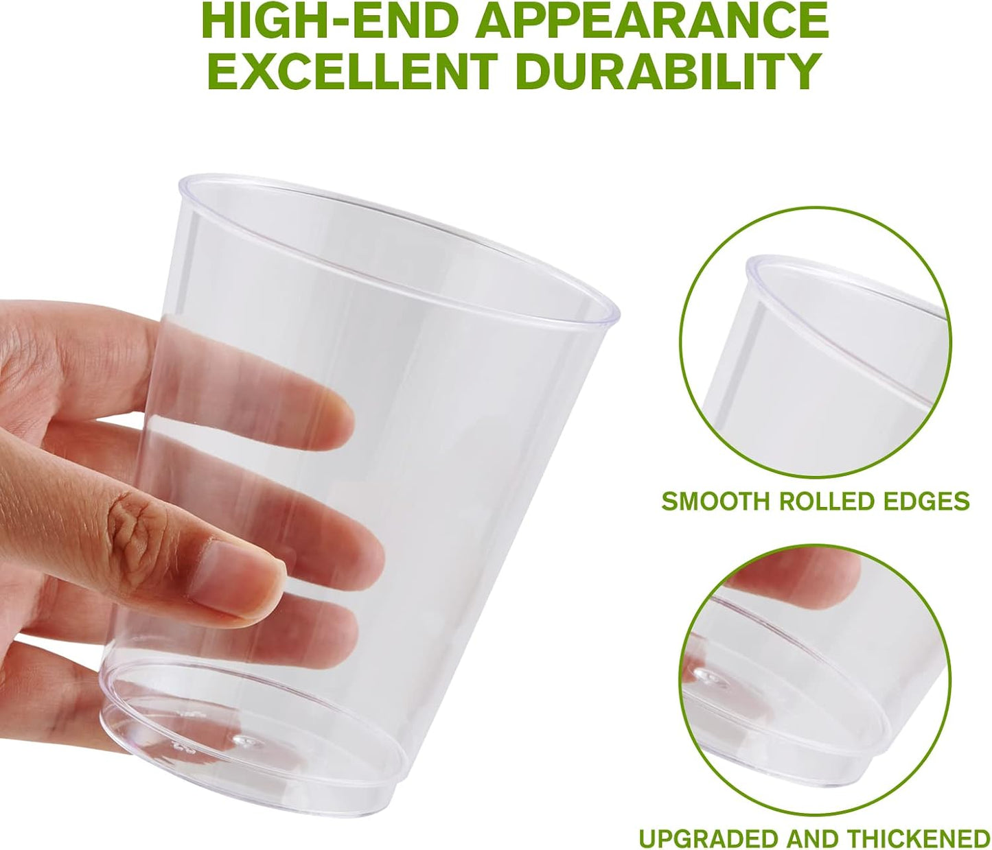 JollyPack 300 Pack Clear Plastic Cups 10 OZ Disposable Heavy-duty Hard Drinking Cups for Christmas, Wedding, Home, Dinner and other Events