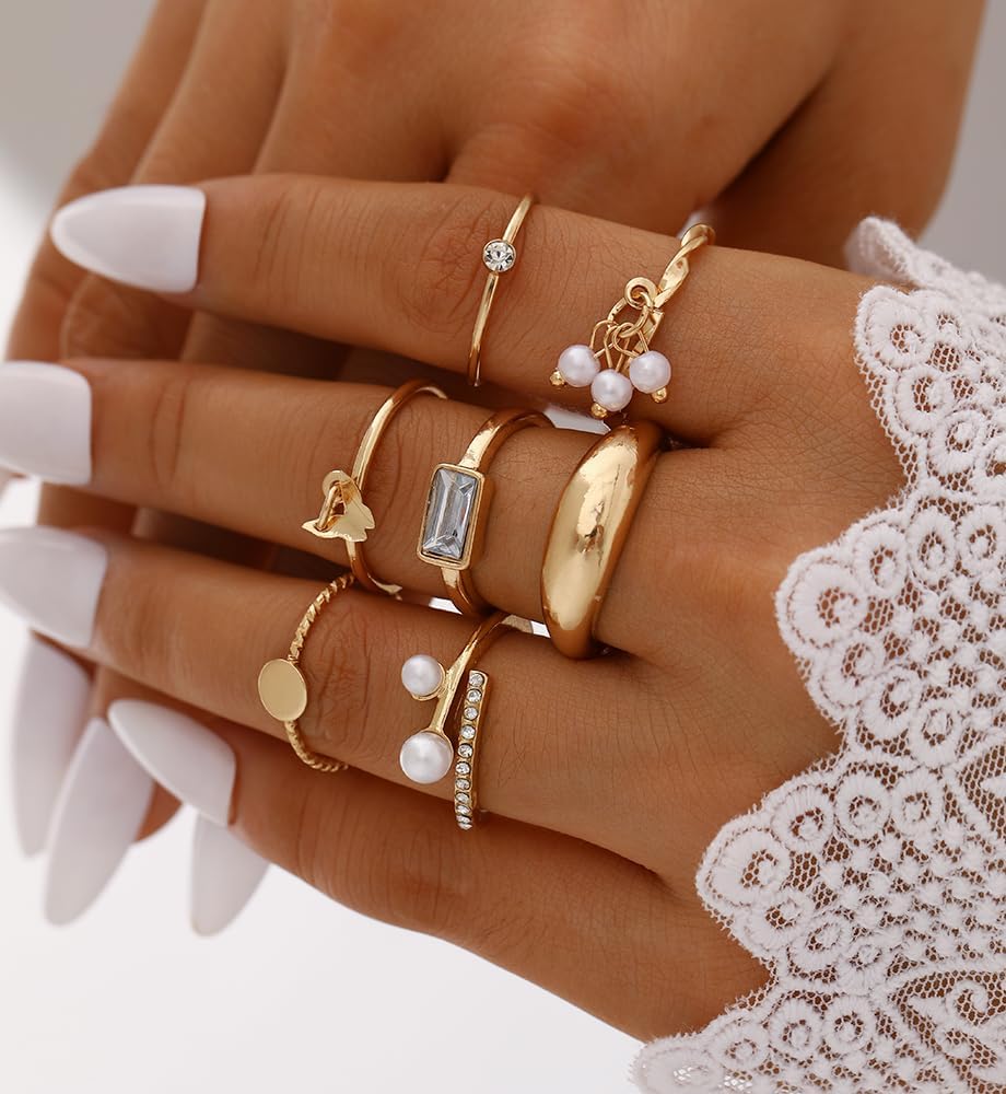 iF YOU 25 Pcs Gold Knuckle Ring Set for Women, Chunky Stackable Finger Midi Rings, Silver Simple Stacking Cute Rings Pack Trendy Stuff Jewelry Gift