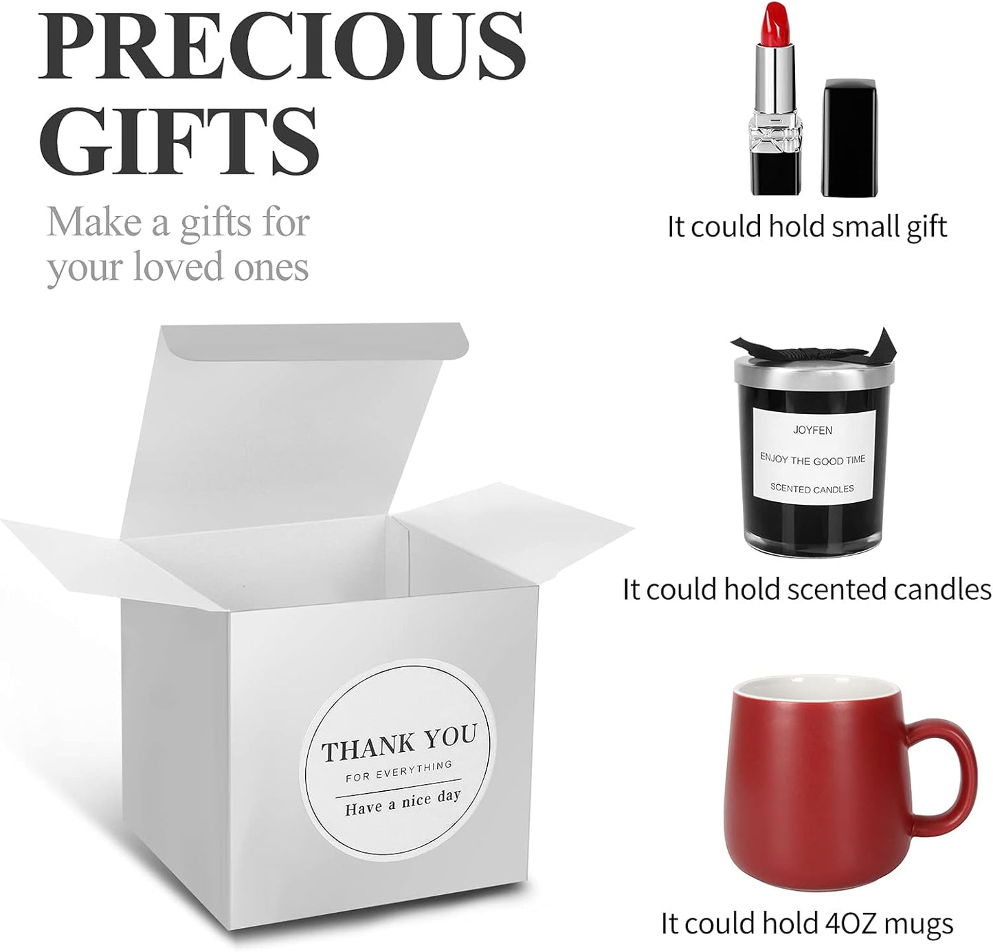 COTOPHER Small Gift Boxes 100 Pack 4x4x4 inches Silver Gift Boxes with Lids for Gifts, Crafting, Wedding Party Favor, Cupcake Boxes, Candy, Bridesmaids Proposal Box with Ribbons and Stickers (Metallic