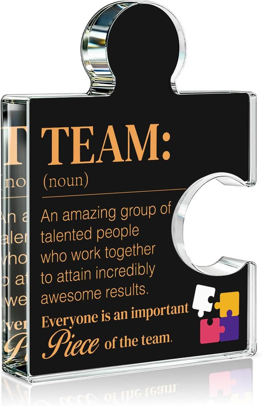 Teams Gift Thank You Appreciation Gifts for Coworkers Colleagues Employees, Best Team Ever Gifts Team Definition Acrylic Puzzle Piece Plaque Office Decor, Black