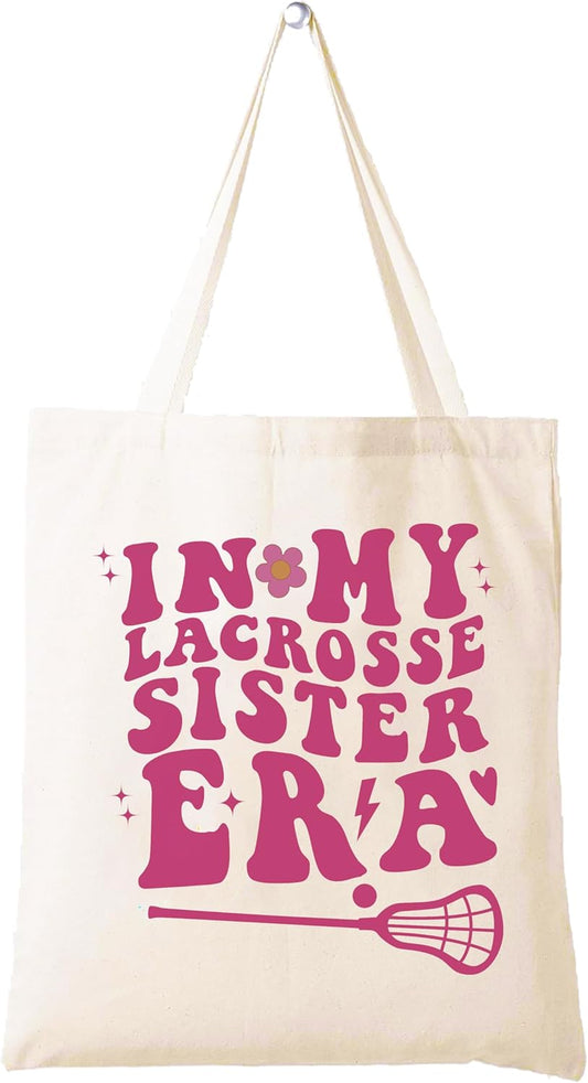 LIBIHUA Mother's Day,Birthday,Christmas Gift for Sister,Lacrosse Game Day Gifts for Sis,Simple Atmospheric Shoulder Bag Shopping Tote Bag,in My Lacrosse Sister Era