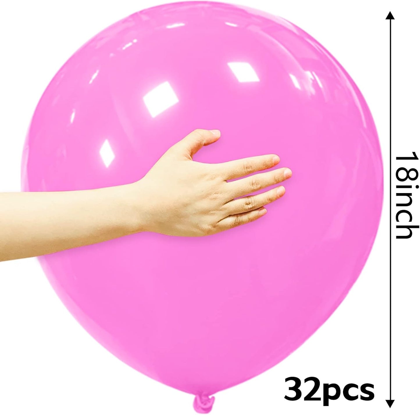 32Pcs Pink Big Balloons 18 Inch, Round Large Latex Party Balloons for Birthday Wedding Decorations. (pink)