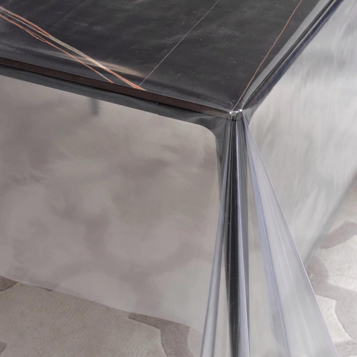 Romanstile 100% Waterproof Clear Plastic Tablecloth, Vinyl Square PVC Table Cloths Protector Spill Oil Proof Wipe Clean Transparent Table Cover for Dining/Camping/Parties - 60 x 60, Crystal Clear