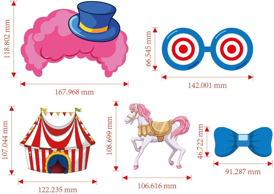 Circus Photo Booth Props, Tumwisk 30PCS Carnival Decorations Circus Theme Party Decorations,Funny Carnival Theme Party Selfie Props - Carnival Birthday Backdrop