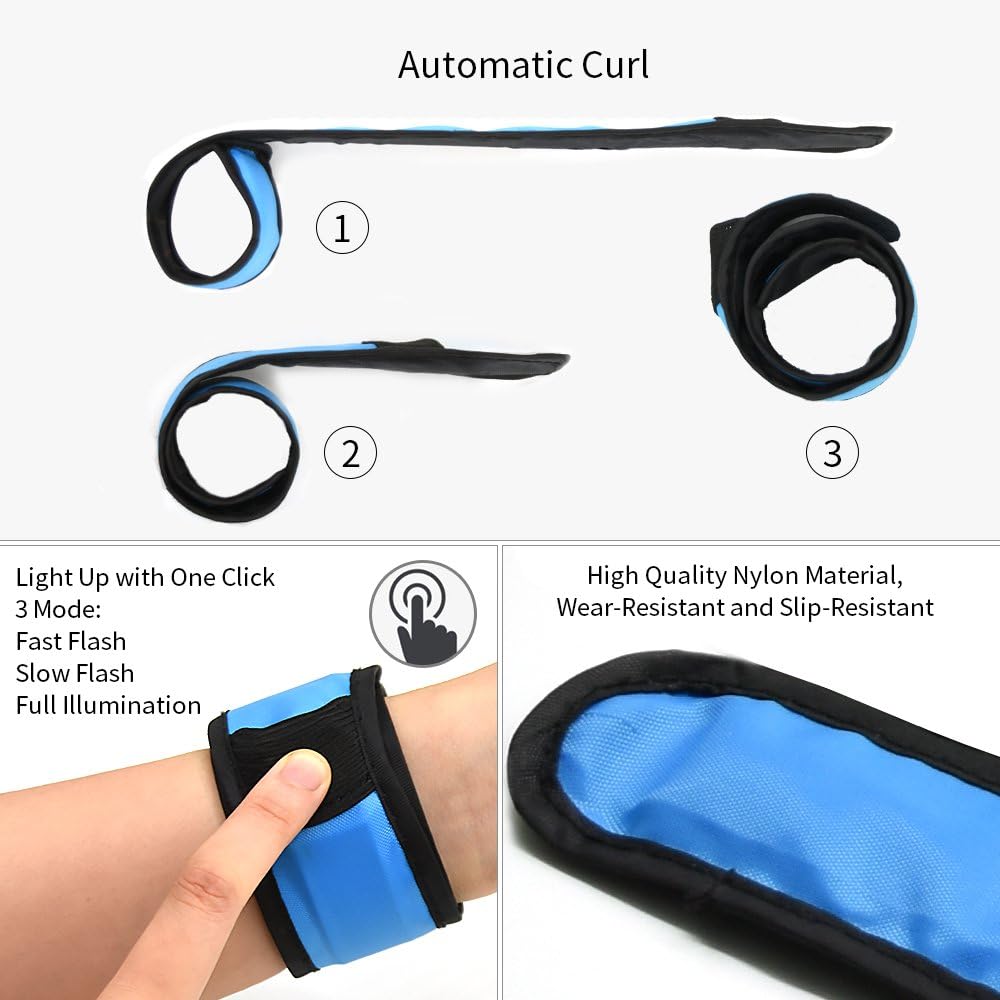 esonstyle Pack of 6 LED Light Up Band Slap Bracelets Night Safety Wrist Band for Cycling Walking Running Concert Camping Outdoor Sports