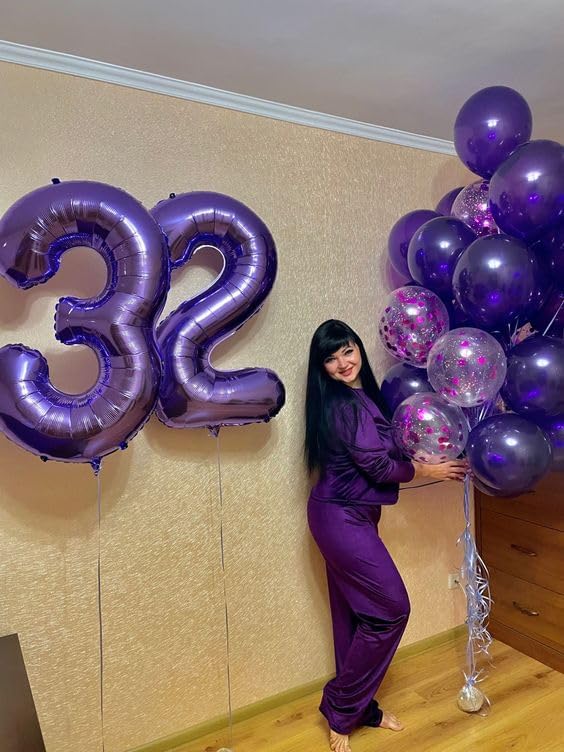 Purple 8 Balloon, Number Balloon 40 Inch, Purple Birthday Decorations, 8 18 28 38 80 Birthday Balloons, 8th Purple Party Supplies, Number 8 Balloon