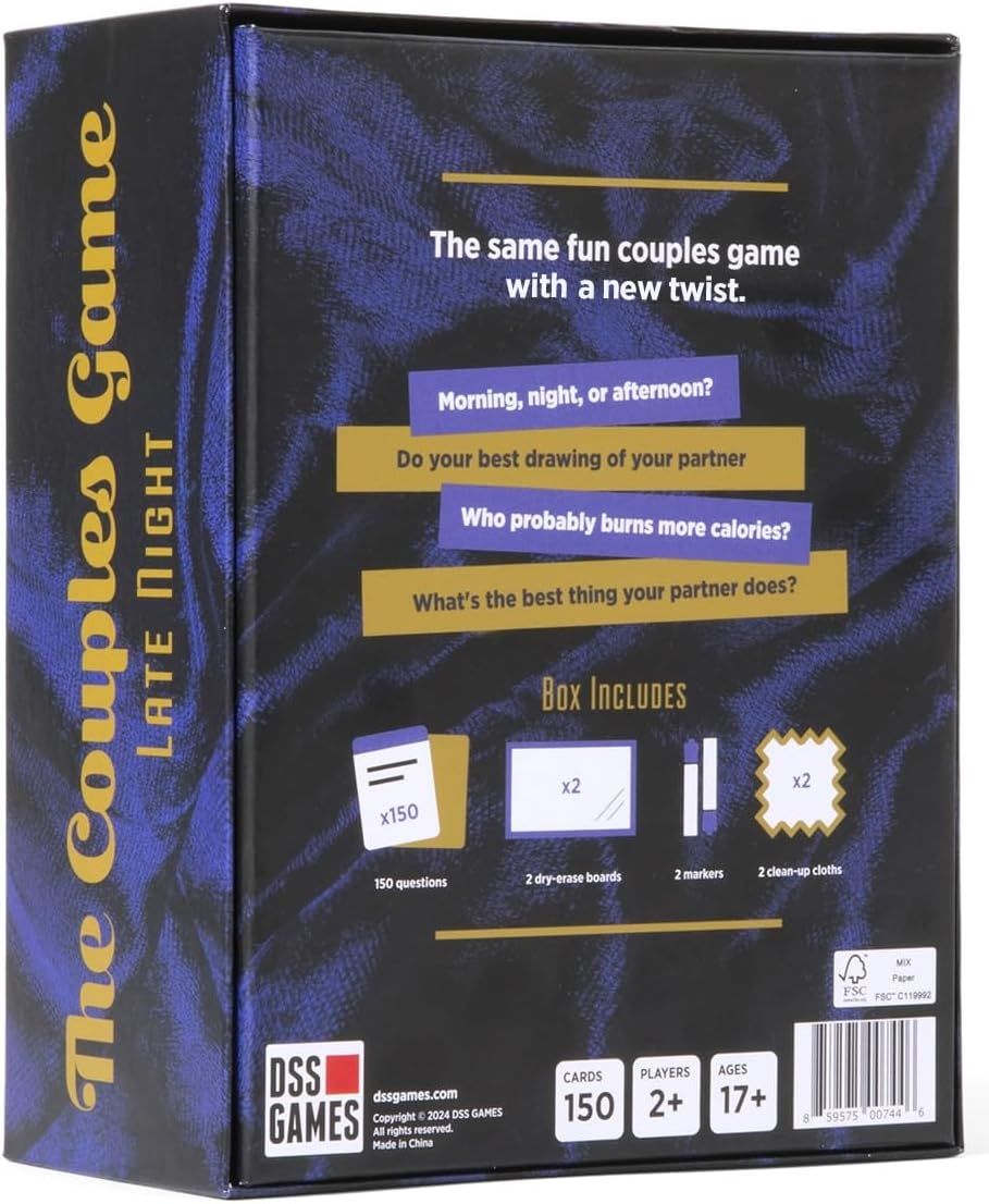 DSS Games The Couples Game Late Night [Fun Adult Card Game for Date Nights | Romantic Couples Gift for Him or Her | 150 Questions for 2 Players | Perfect for Anniversary, Engagement
