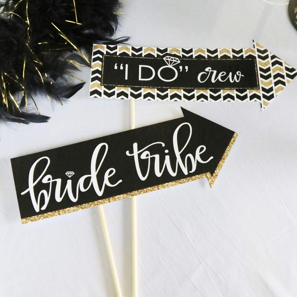 Funny Bride Tribe - Bridal Shower & Bachelorette Party Photo Booth Props Kit - 10 Piece
