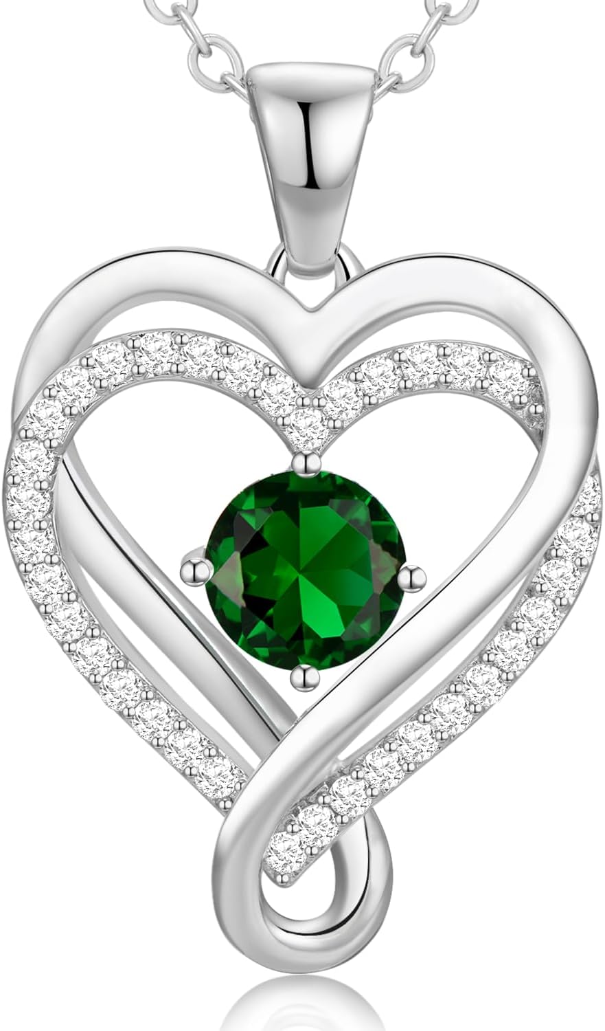 18K Rose Gold Infinity Love Heart Birthstone Necklace for Women Wife, Anniversary for Women Wife Birthday Gift for Her Girlfriend Mom Daughters, I Love You Women's Jewelry S925 Sterling Silver