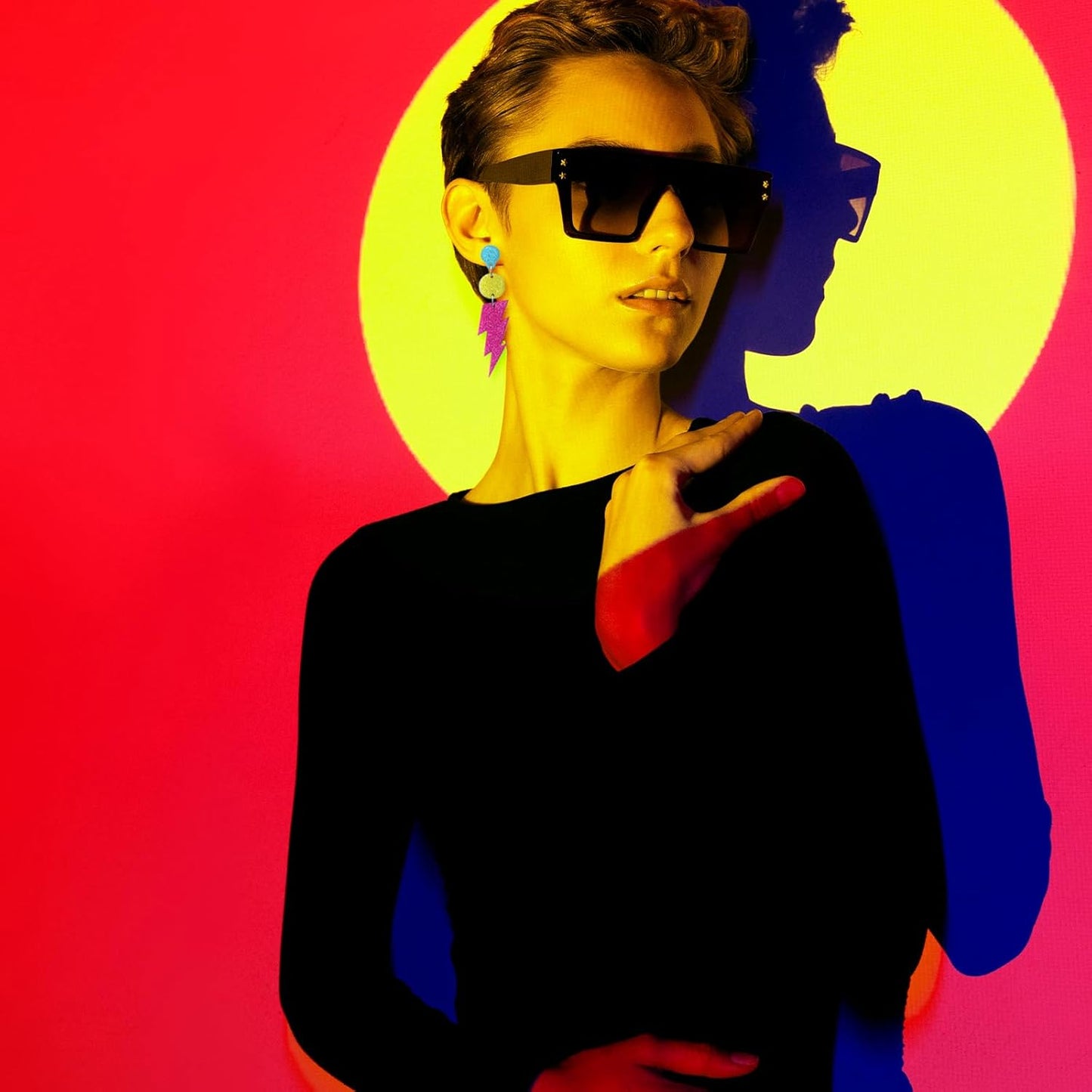 80s Neon Earrings for Women Acrylic Lightning Bolt Drop Earrings Retro 80s 90s Glow Party Accessories Neon Jewelry for Halloween Costume Outfit