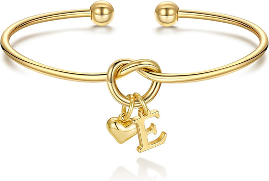 M MOOHAM Christmas Gifts for Women Teen Girls - Knot Initial Bracelets for Women, Bridesmaid Gifts Bridesmaids Proposal Gift Dainty Knot Letter A-Z Heart Initial Bracelet Jewelry Friendship Bracelets