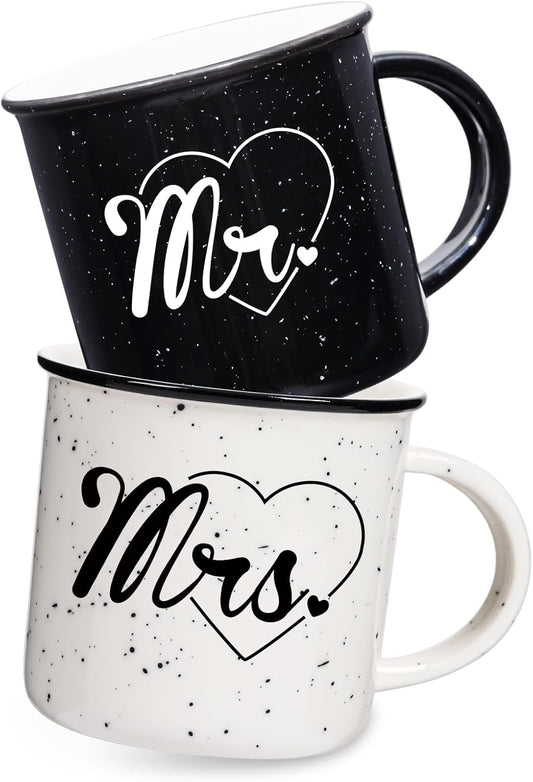 Mr and Mrs Mugs Set of 2 Coffee Mug 10 Ounce, Wedding Gift, His and Hers Gifts, Mr and Mrs Coffee Mug, Couple Coffee Mug Set Anniversary for Bride and Groom, Thanksgiving and Christmas Gifts
