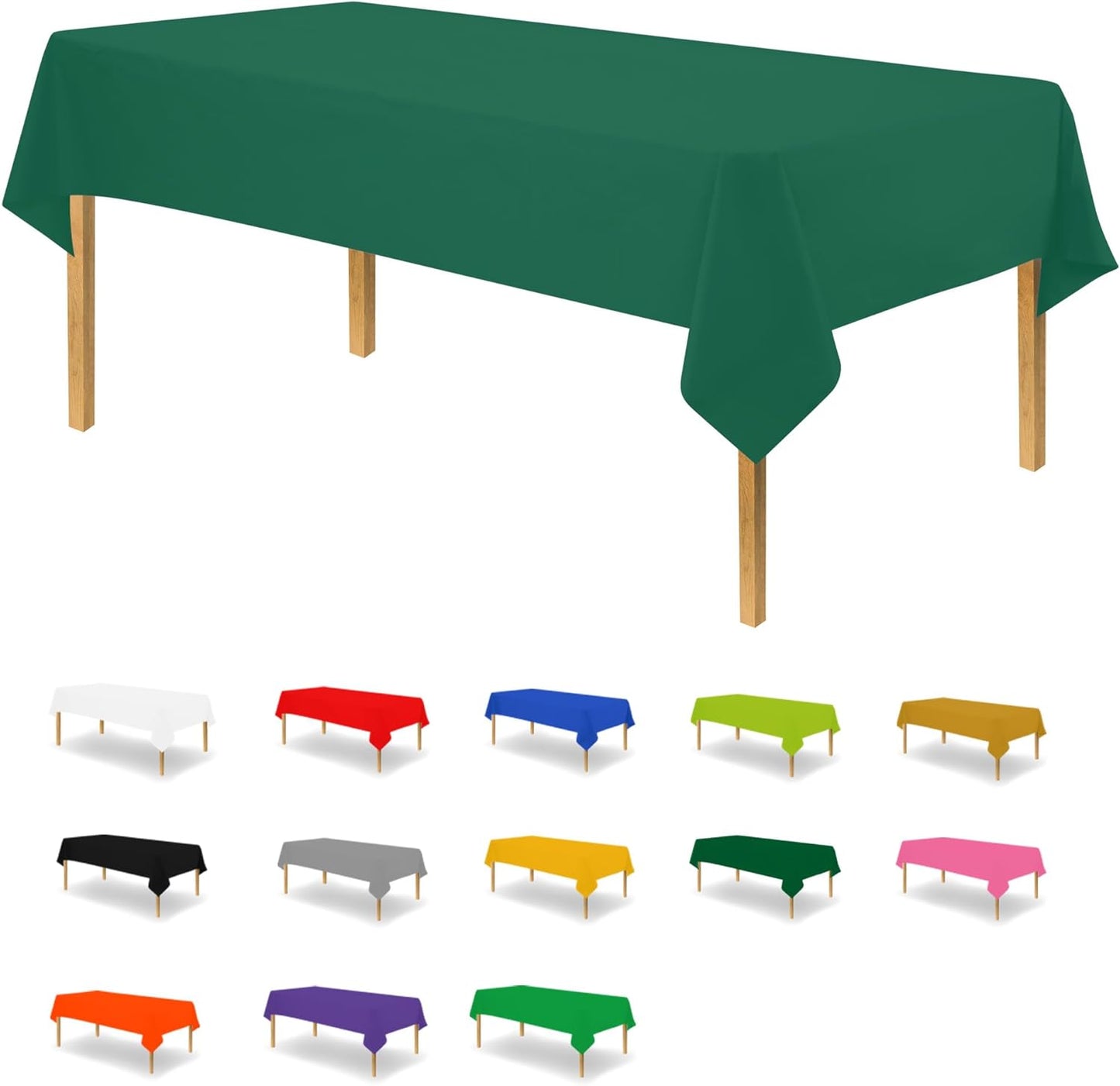 Green Disposable Plastic Tablecloth for Rectangle Tables (48 Pack) Premium Decorative Table Cloths for Parties, Events & Weddings, Indoors & Outdoors, 54 x 108 inches