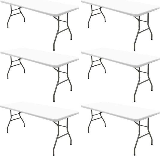 6 Pack Picnic Table Cover Fitted Tablecloths 6 Foot Rectangle Tables Elastic Waterproof Stretch Washable Patio Folding Outdoor Spandex Table Cloth for Camping Banquet and Parties (White,30" x 72")
