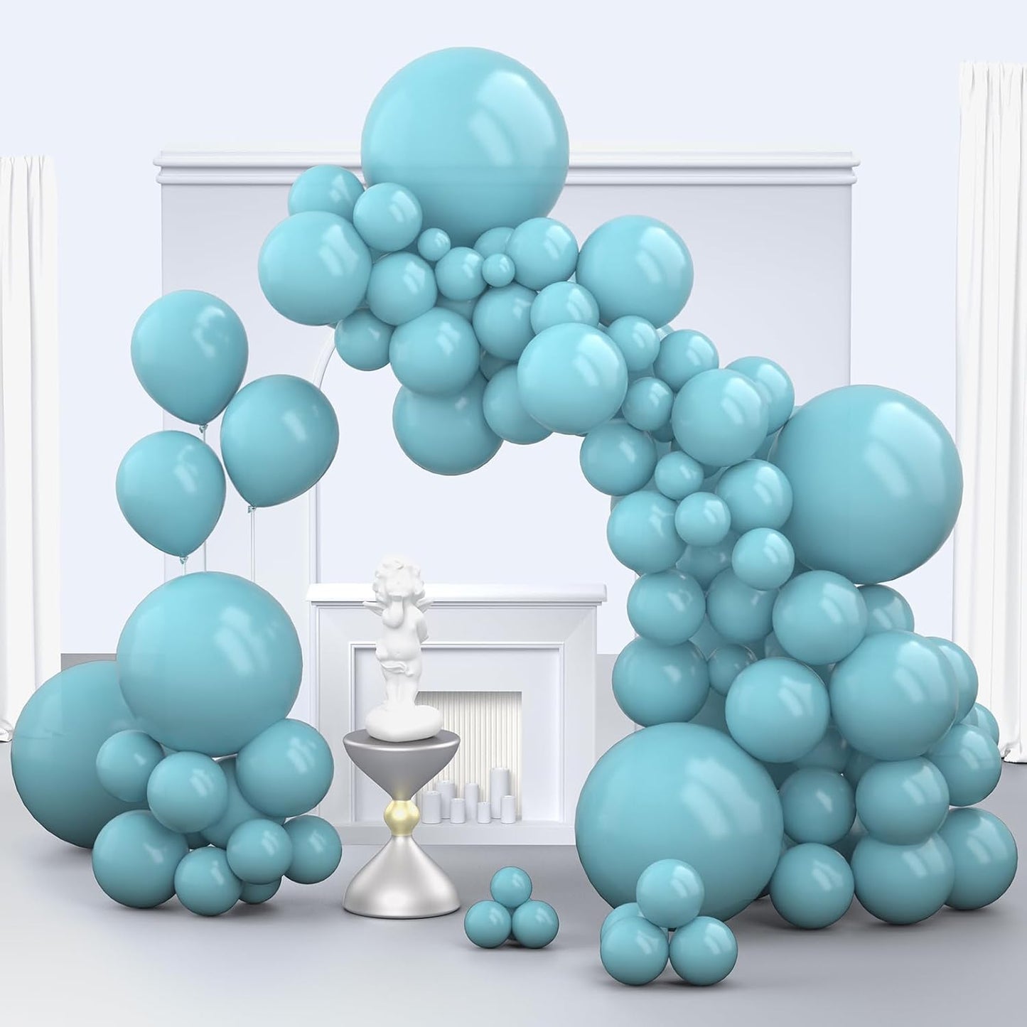 Pale Aqua Balloons, 150 pcs Different Sizes Pack of 18 Inch 12 Inch 10 Inch 5 Inch Boho Pale Blue Balloons for Balloon Garland Balloon Arch as Birthday Party Wedding Decorations