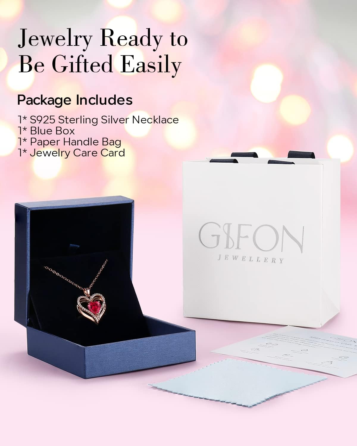 S925 Sterling Silver Necklace for Women, Wife Jewelry Rose Gold, Mom Birthday Valentines Mothers Day Gifts, Girlfriend Necklaces, Daughter Heart Jewel, Anniversary for Her