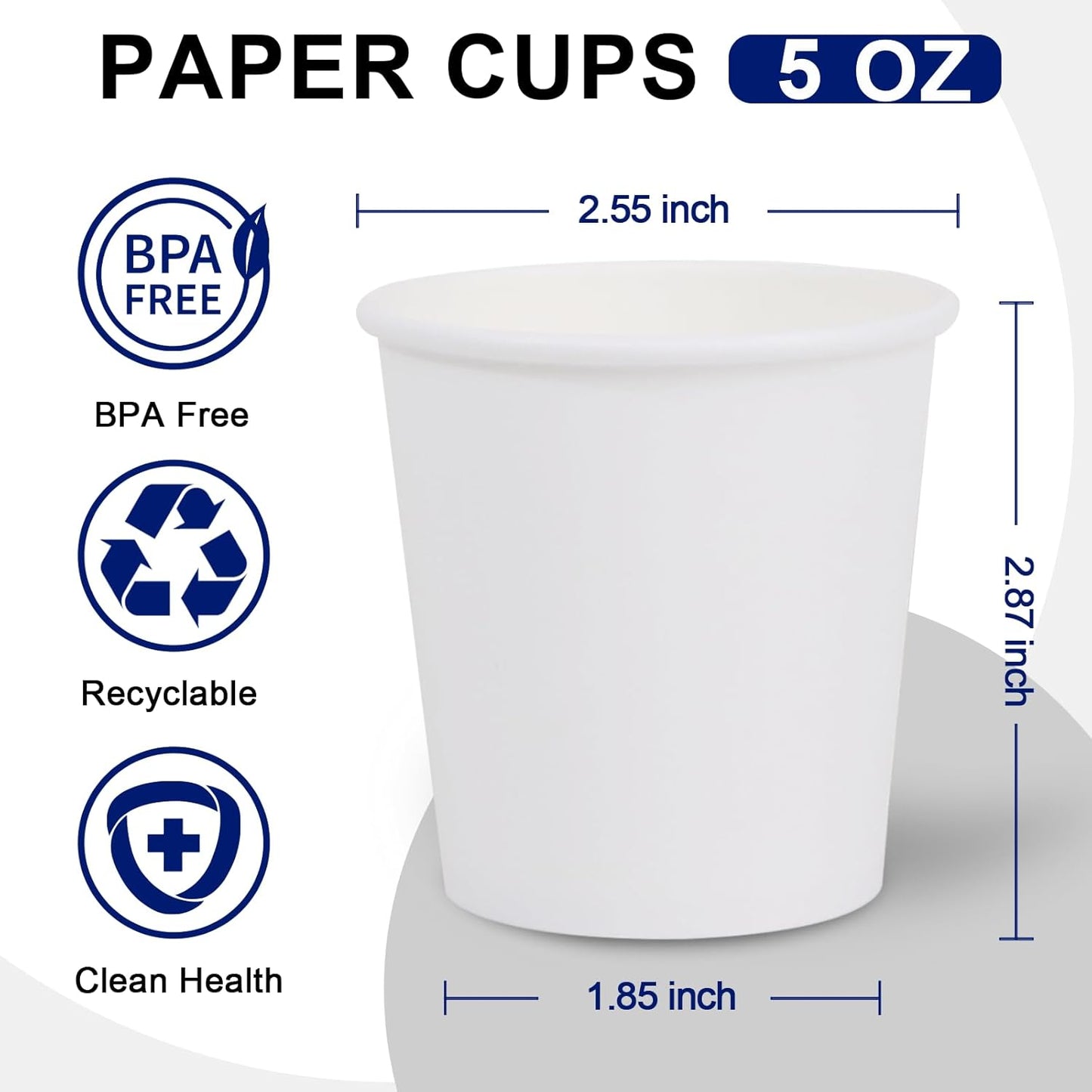 100 Count 5 oz Bathroom Cups, 5 oz Disposable Paper Cups, Small Mouthwash Cup, 5 Ounce Mini White Espresso Cups for Party, Travel, Picnic