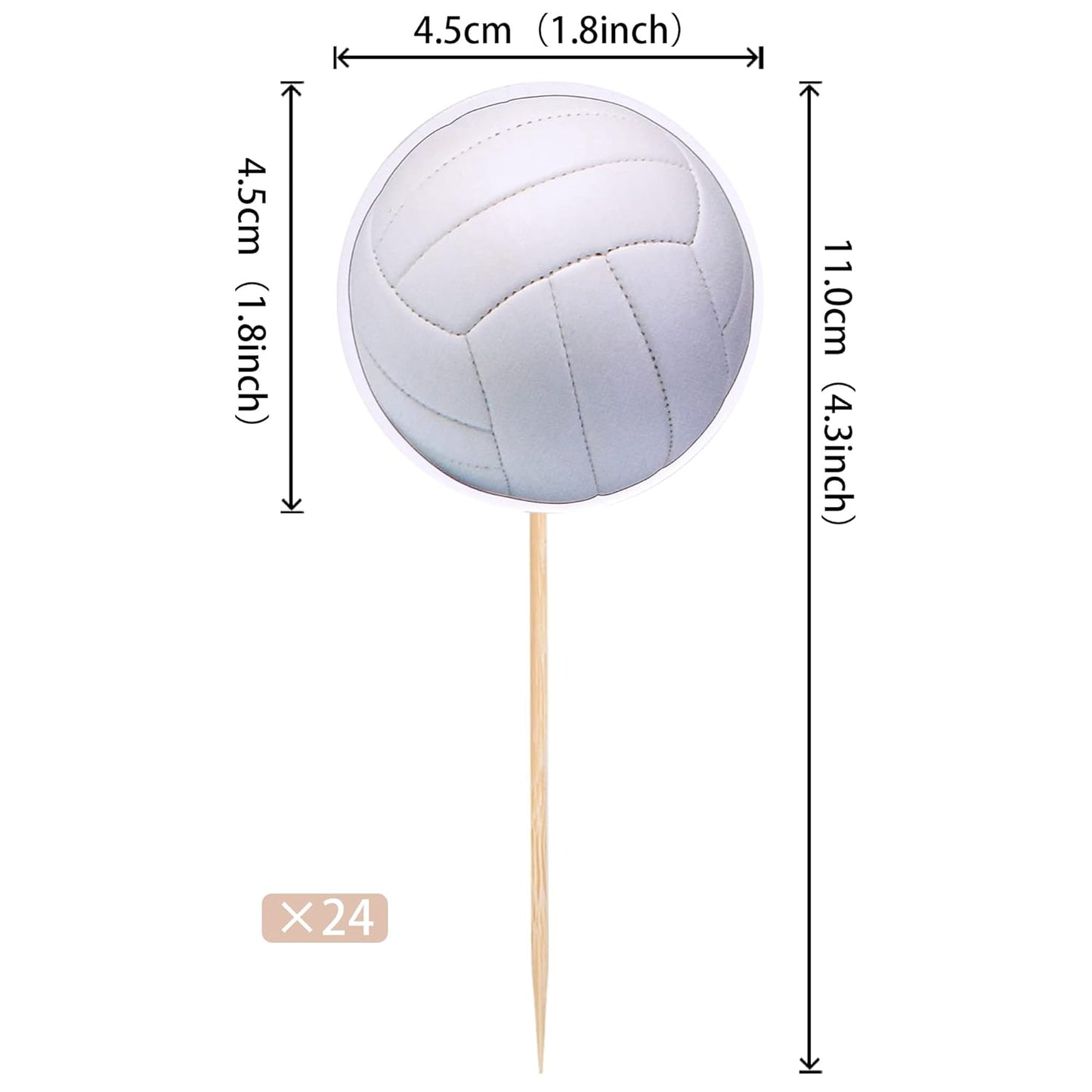 36 PCS Volleyball Cupcake Toppers Sports Ball Cupcake Picks Volleyball Game Player Birthday Cake Decoration for Sports Volleyballs Theme Baby Shower Birthday Party Decorations Supplies