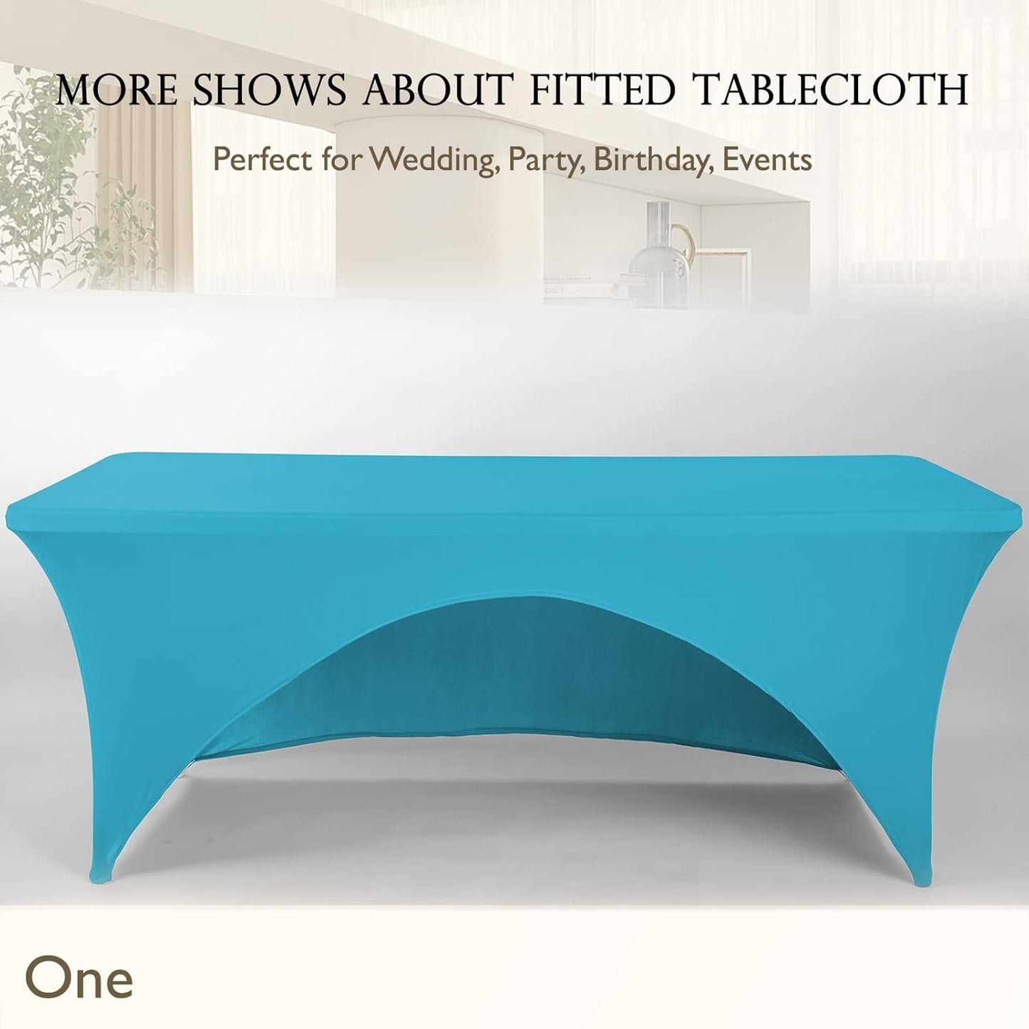 Spandex Table Cover 4 ft. Fitted Polyester Tablecloth Stretch Table Cover Table Topper Open Back - Turquoise