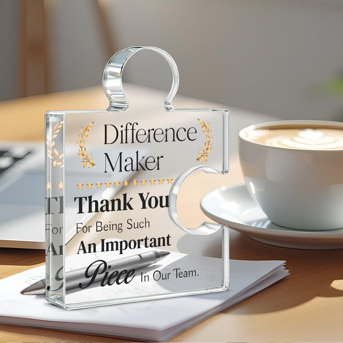 Team Gifts for Employees, Thank You Appreciation Gift for Coworkers Colleagues Employees, Best Team Ever Gifts Difference Maker Acrylic Puzzle Piece Plaque Office Decor