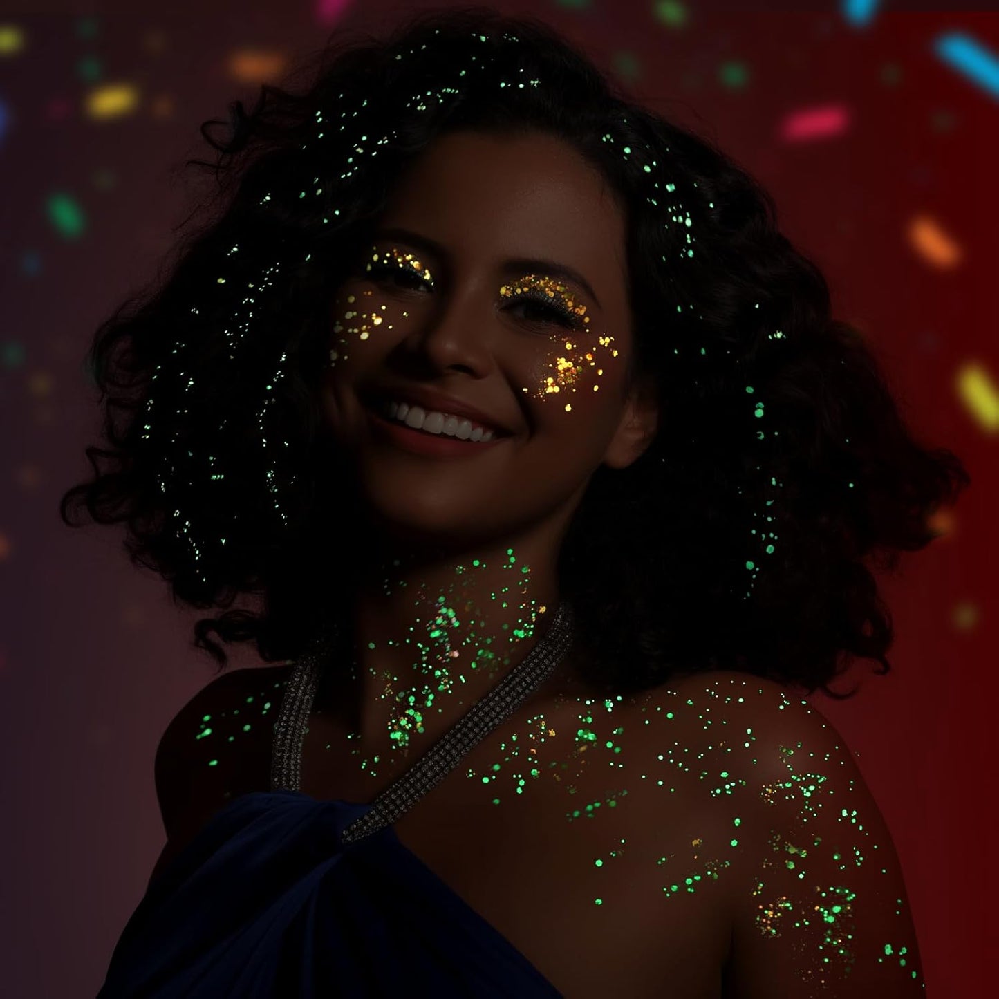 Teenitor 12 Colors Glow in The Dark Glitter Gel, Face Glitter Body Glitter Gel Hair Glitter for UV Black Light Halloween Makeup Raves Festivals