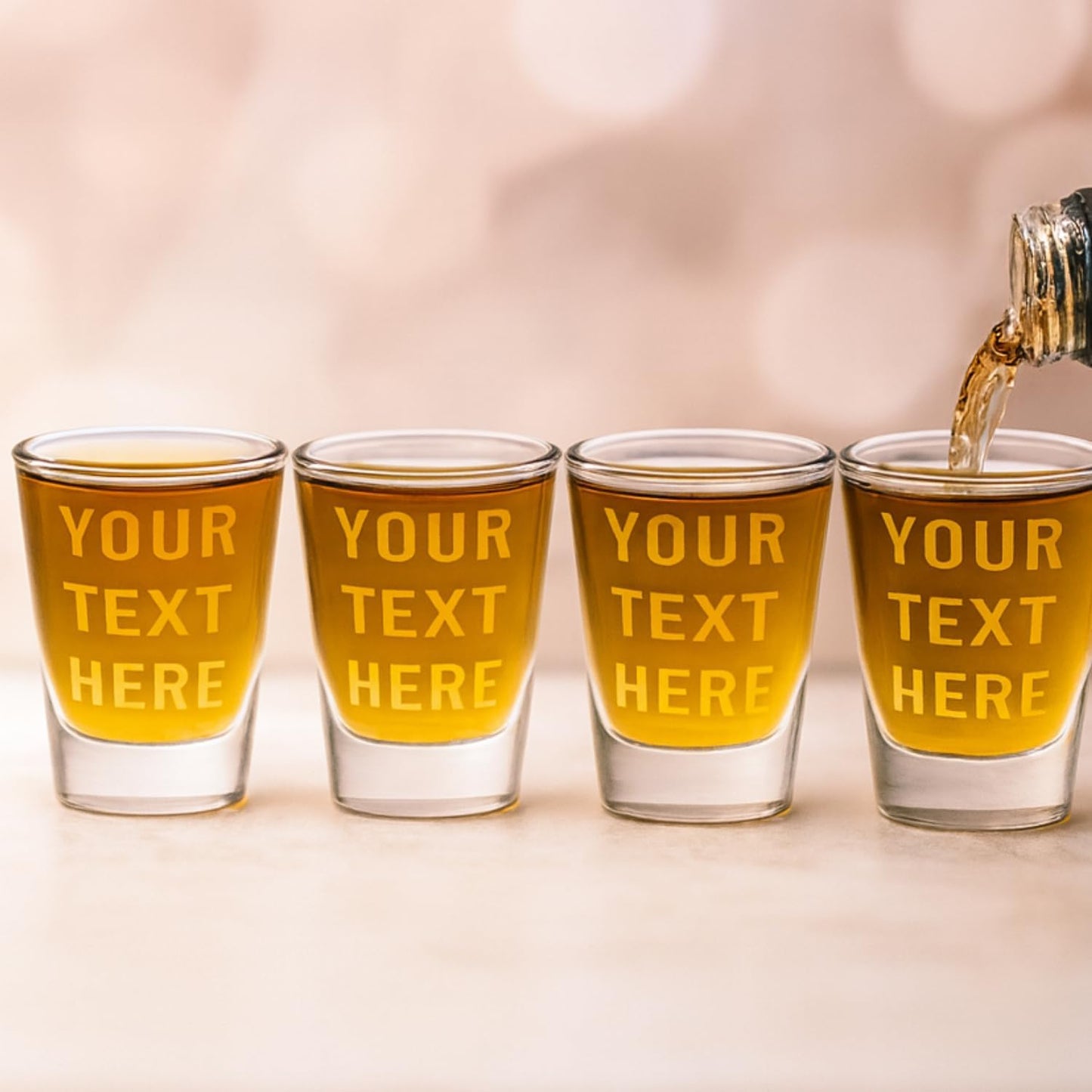 Gifts Inscribed Personalized Shot Glasses Set of 4 – Custom Text Drinking Glasses – Engraved Shot Glass Gift for Men, Wedding, Anniversary, Birthday, Engagement